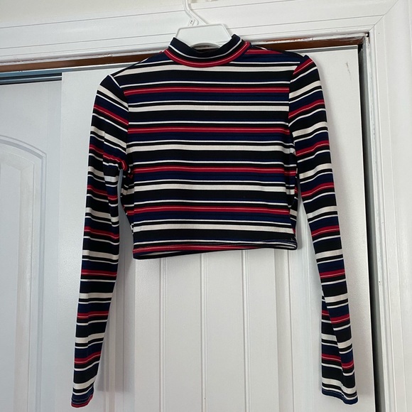 Striped Cropped Turtleneck - Picture 1 of 1